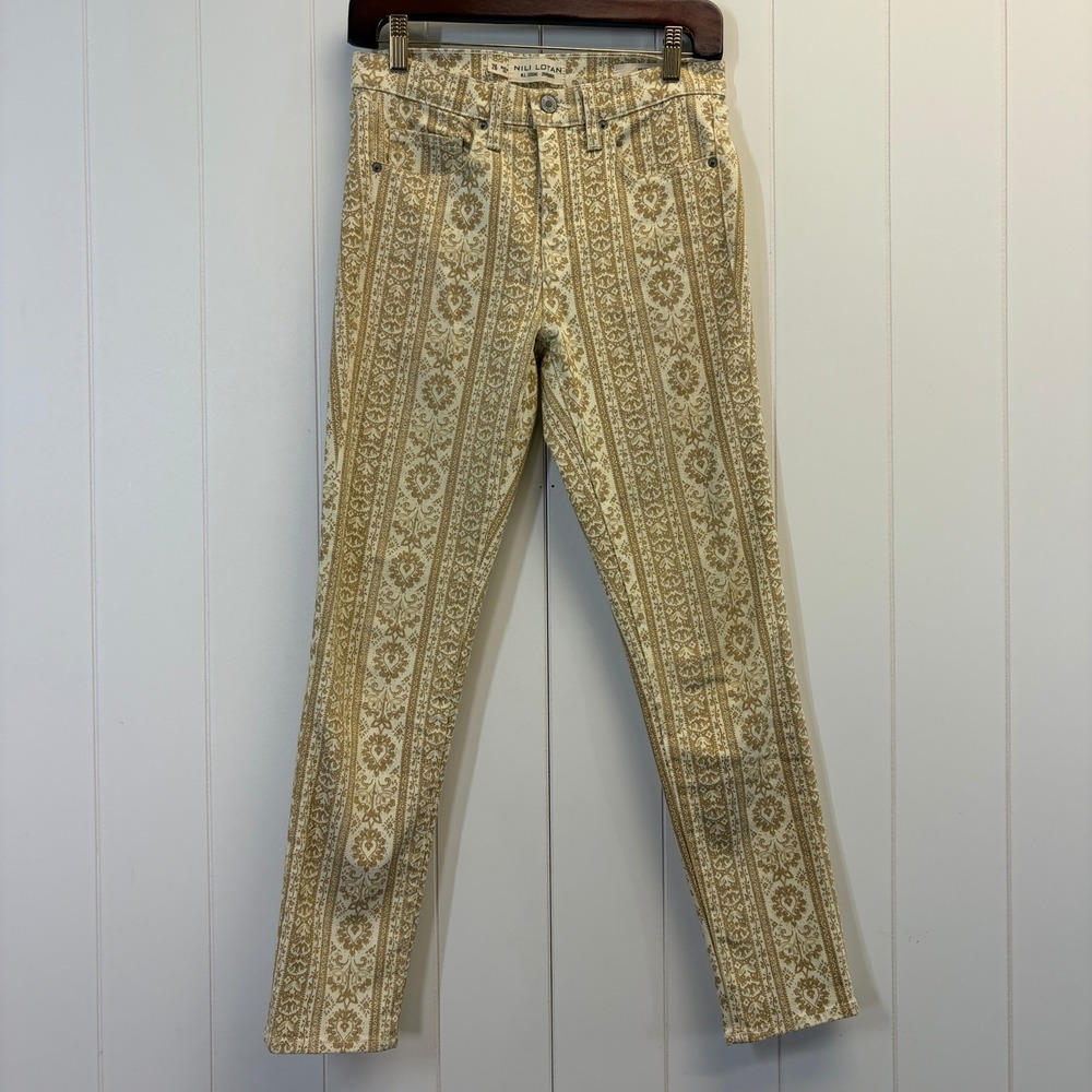 Nili Lotan Boho Designer Slim Denim Jeans Women Size 26 Damask Minimalist Chic